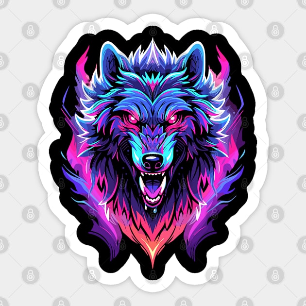 Full Moon Lone Aplha Blue Dire Wolf Sticker by RuftupDesigns